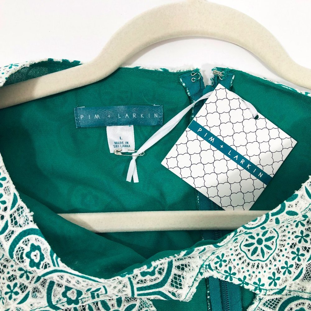 NWT  Pim&Larkin White Lace over Green Lining Dress - Picture 5 of 5